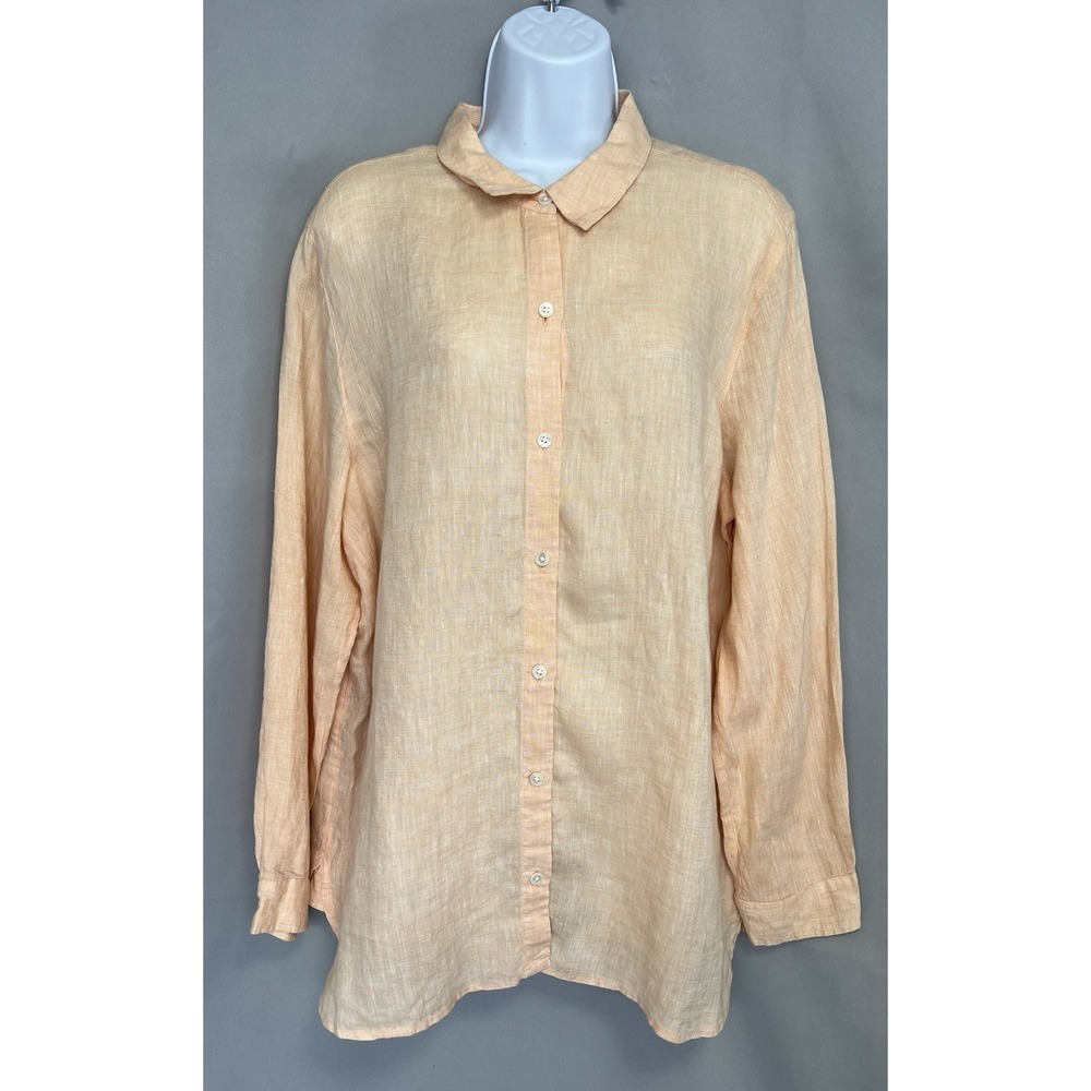 J.Jill love linen women's button up shirt sz Large beachy‎ coastal Classic